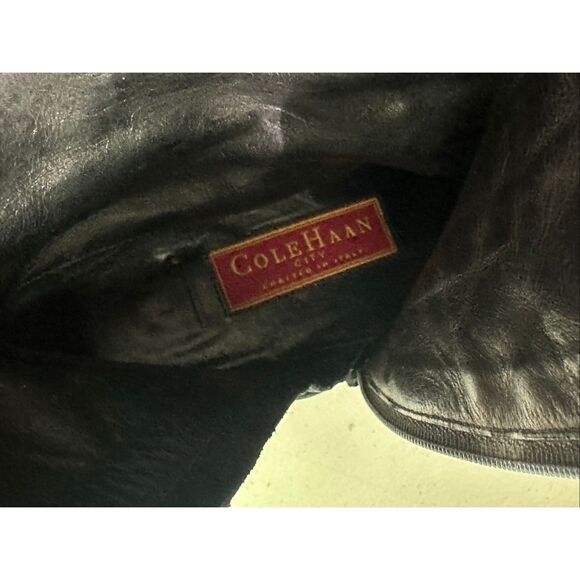Cole Haan Women's Black Leather Mid-Calf Block Heeled Boots Size 7.5 - Picture 8 of 9
